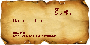 Balajti Ali névjegykártya